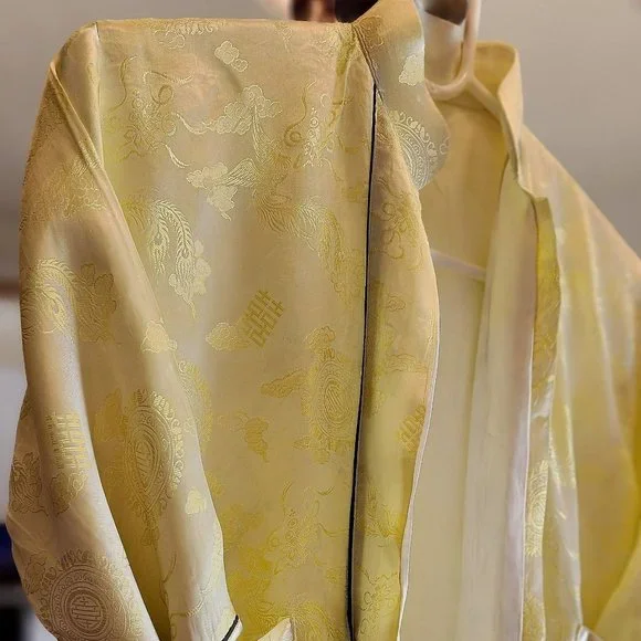Vintage-Made Child's Japanese Sleep Set Yellow Silk